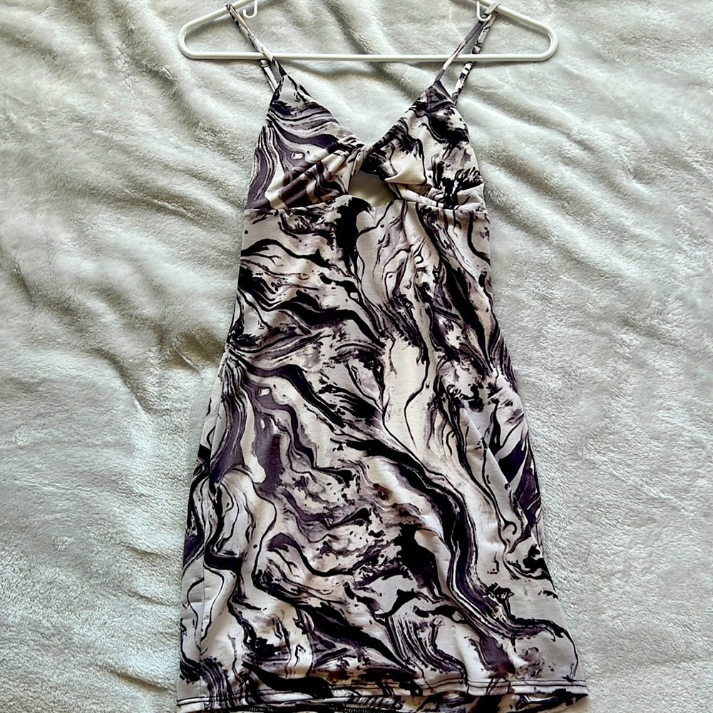 URBAN OUTFITTERS, Urban Renewal marble pattern mini dress with keyhole/cutouts